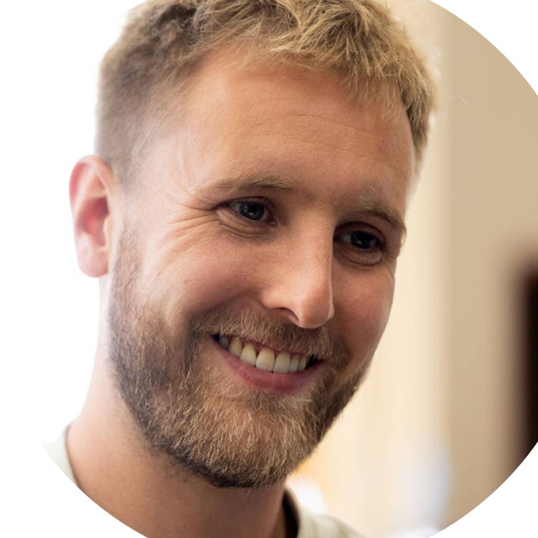 A striking photo of a young, blonde-haired man, as he takes part in a 'Who's Listening' workshop.
